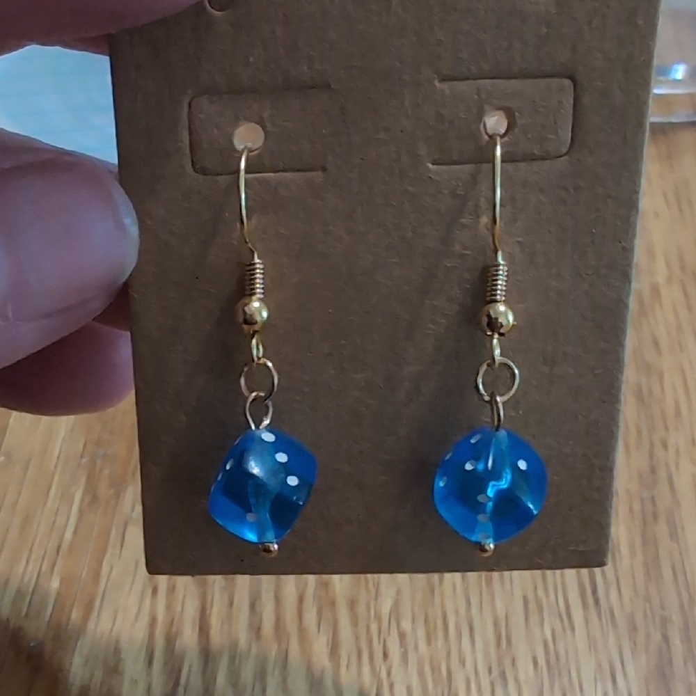 Blue Dice Earrings